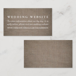 Tarjeta De Recepción Sitio web de Rustic Burlap Boda