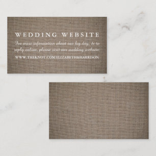Tarjeta De Recepción Sitio web de Rustic Burlap Boda