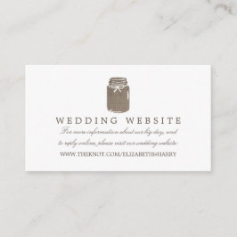 Tarjeta De Recepción Sitio web de Rustic Burlap Mason Jar Boda