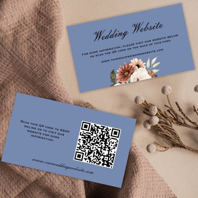 Tarjeta De Recepción Sitio web de Rustic Wildflower Bouquet Blue Boda (Subido por el creador)