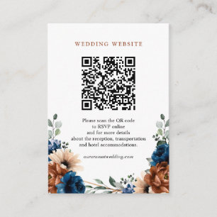 Tarjeta De Recepción Sitio Web de Terracotta Navy Blue Greenery Boda