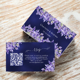 Tarjeta De Recepción Sitio web del boda azul marino de Lavender código 
