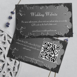 Tarjeta De Recepción Sitio web del Boda Boda Dark Silver clásico