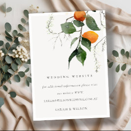 Tarjeta De Recepción Sitio web del Boda Botánico Boho Naranja Blossom