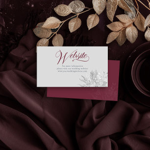 Tarjeta De Recepción Sitio web del Boda botánico de Borgoña Gray