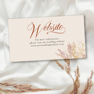 Tarjeta De Recepción Sitio web del Boda botánico Terraccotta Cream