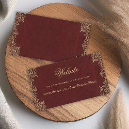 Tarjeta De Recepción Sitio web del Boda de Borgoña Elegant Gold Vintage