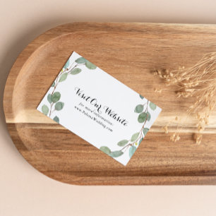 Tarjeta De Recepción Sitio web del Boda de caligrafía Greenery Eucalypt