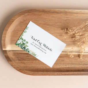 Tarjeta De Recepción Sitio web del Boda de caligrafía Greenery Eucalypt