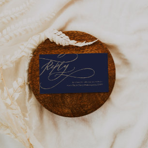 Tarjeta De Recepción Sitio web del Boda de caligrafía naval romántico R