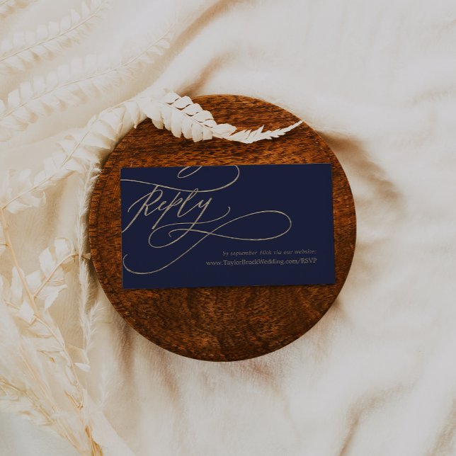 Tarjeta De Recepción Sitio web del Boda de caligrafía naval romántico R (Subido por el creador)