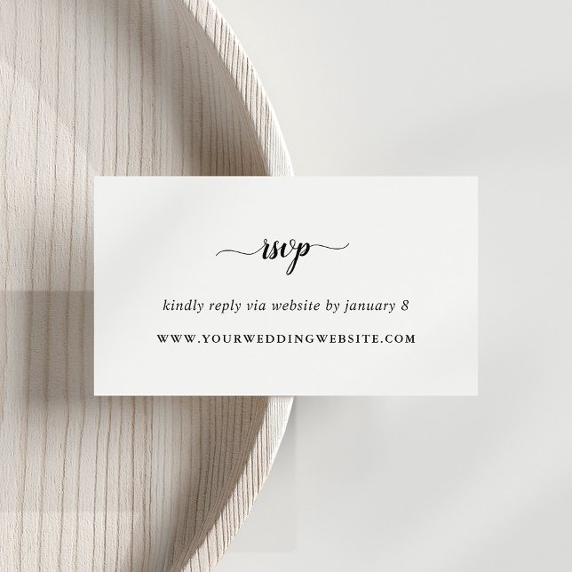 Tarjeta De Recepción Sitio web del Boda de caligrafía negra y blanca RS (Subido por el creador)