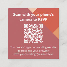 Tarjeta De Recepción Sitio web del Boda de código QR de bloques de colo