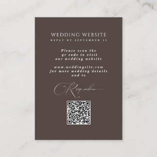Tarjeta De Recepción Sitio web del Boda de código QR de Mocha Brown Dig