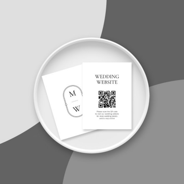 Tarjeta De Recepción Sitio Web del Boda de código QR de Monograma minim (Subido por el creador)