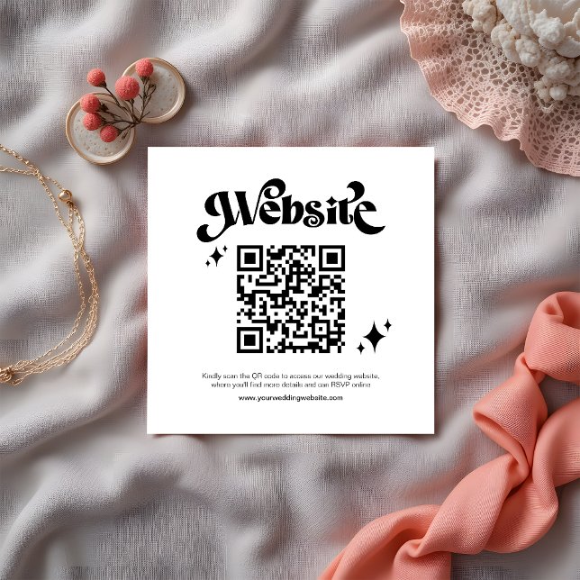 Tarjeta De Recepción Sitio web del Boda de código QR de script negro re (Subido por el creador)