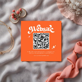 Tarjeta De Recepción Sitio Web del Boda de código QR del guión de Retro