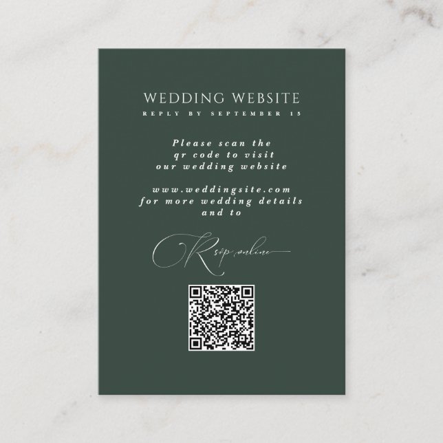 Tarjeta De Recepción Sitio web del Boda de código QR sobre la respuesta (Anverso)