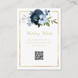 Tarjeta De Recepción sitio web del boda de códigos QR de marina y oro