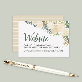 Tarjeta De Recepción Sitio web del Boda de Crema y Floral de Oro