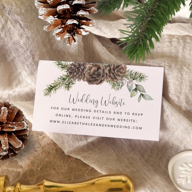 Tarjeta De Recepción Sitio web del Boda de Energía de Invierno Pine Con (Subido por el creador)