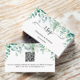 Tarjeta De Recepción Sitio web del boda de energía verde Eucalyptus cód