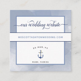 Tarjeta De Recepción Sitio web del Boda de eventos de color azul náutic