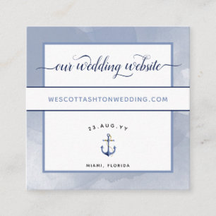 Tarjeta De Recepción Sitio web del Boda de eventos de color azul náutic