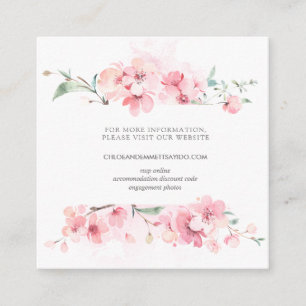 Tarjeta De Recepción Sitio web del Boda de flores rosadas