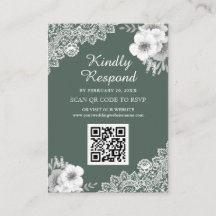 Sitio web del Boda de Green Floral Lace QR Code RS