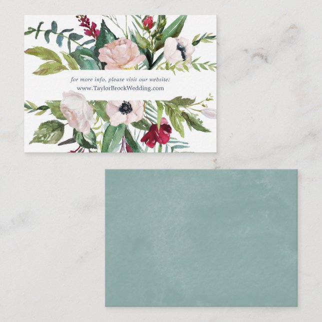 Tarjeta De Recepción Sitio web del Boda de la Brisa Tropical (Anverso / Reverso)