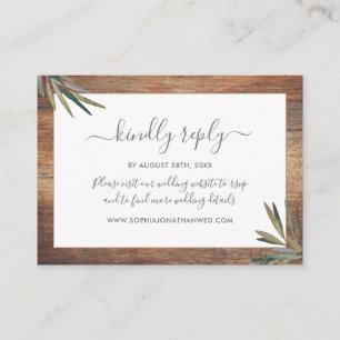 Tarjeta De Recepción Sitio web del Boda de madera de color de agua botá