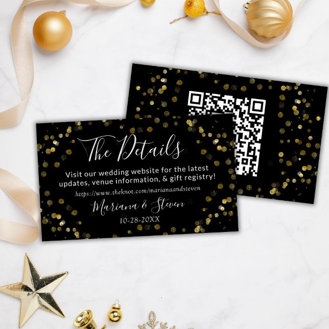Tarjeta De Recepción Sitio web del Boda de Navidades negros Gold (Subido por el creador)