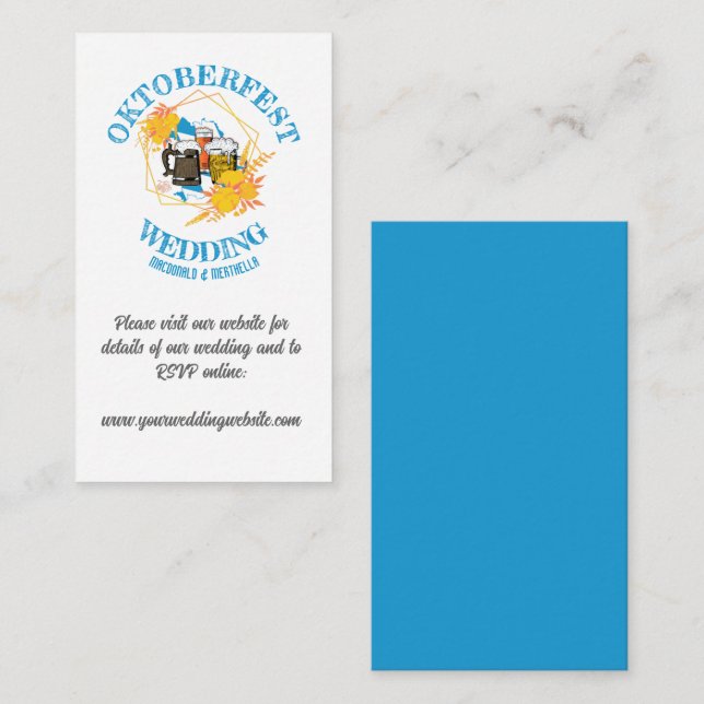 Tarjeta De Recepción Sitio web del BODA de OKTOBERFEST (Anverso / Reverso)