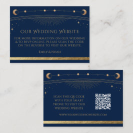 Tarjeta De Recepción Sitio web del Boda de oro azul místico RSVP Código