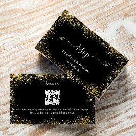 Tarjeta De Recepción Sitio web del boda de oro negro RSVP código QR