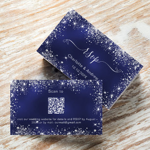 Tarjeta De Recepción Sitio web del boda de plata azul de la marina RSVP