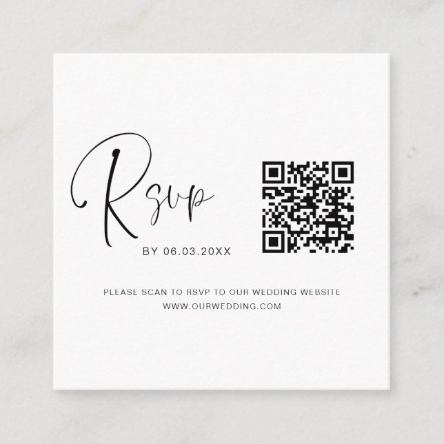 Tarjeta De Recepción Sitio web del Boda de QR Code RSVP (Anverso)