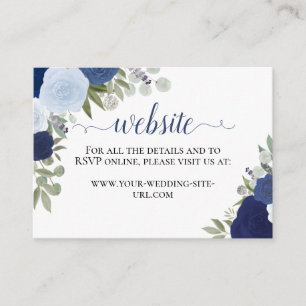 Tarjeta De Recepción Sitio web del Boda de Rosas de acuarela azul ruso
