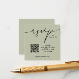 Tarjeta De Recepción Sitio web del Boda de Sage Green QR Code Minimalis