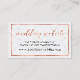 Tarjeta De Recepción Sitio web del Boda de Tipografía de Mármol y Cobre