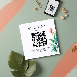Tarjeta De Recepción Sitio web del Boda de verde tropical Código QR RSV
