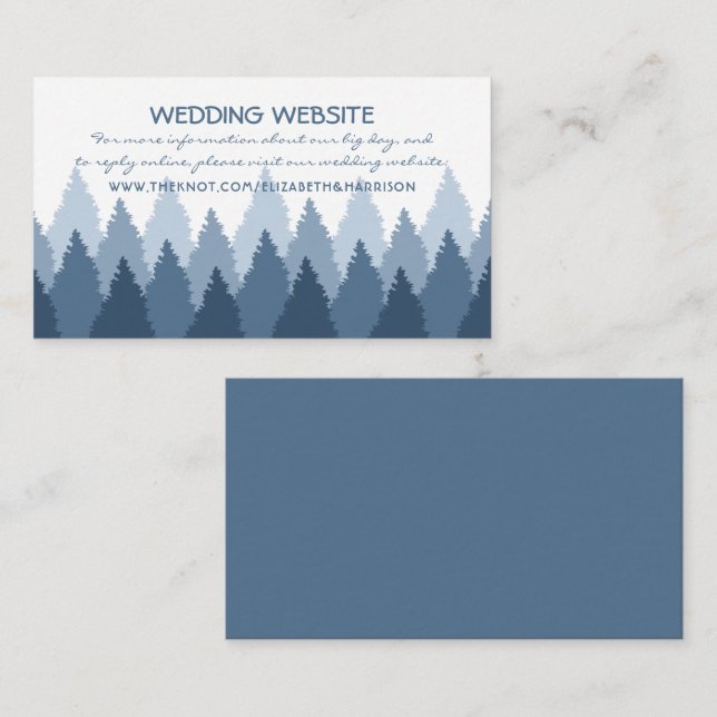 Tarjeta De Recepción Sitio web del Boda de Woodland Forest Range Blue F (Anverso / Reverso)