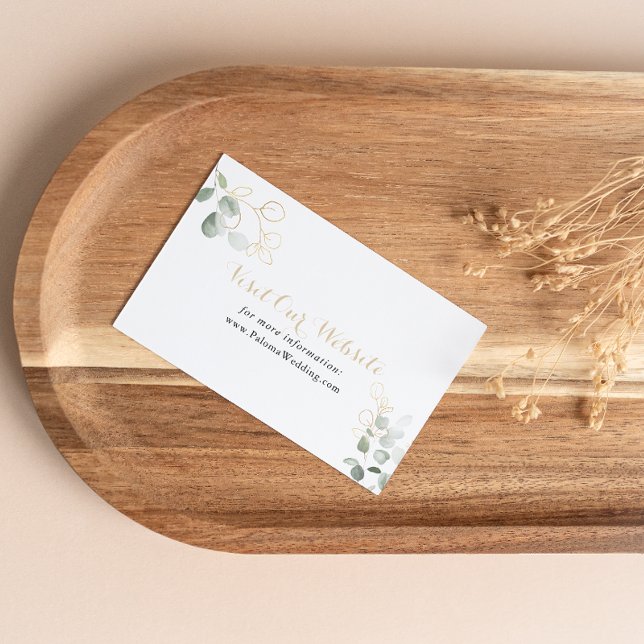 Tarjeta De Recepción Sitio web del Boda del follaje verde oro (Subido por el creador)
