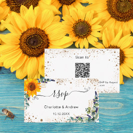 Tarjeta De Recepción Sitio web del boda del girasol Eucalyptus RSVP Cód