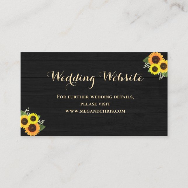 Tarjeta De Recepción Sitio web del Boda del girasol negro en el país ru (Anverso)