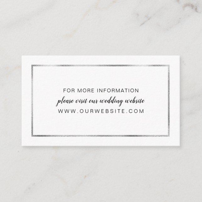 Tarjeta De Recepción Sitio web del boda del marco de Relieve metalizado (Anverso)