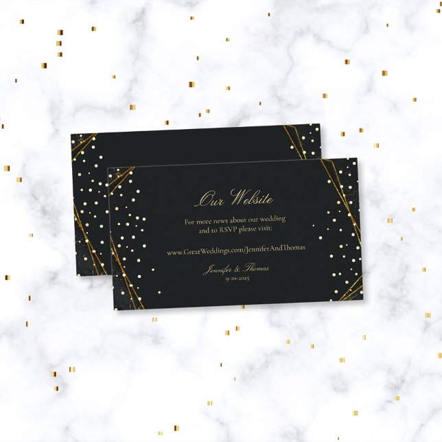Tarjeta De Recepción Sitio web del Boda del Mármol Negro Dorado (Subido por el creador)