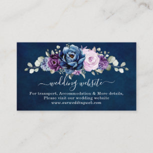 Tarjeta De Recepción Sitio web del Boda Dusty Blue Purple Navy Lilac Bl