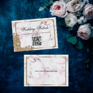 Tarjeta De Recepción Sitio web del Boda Gold Lace y Pearls